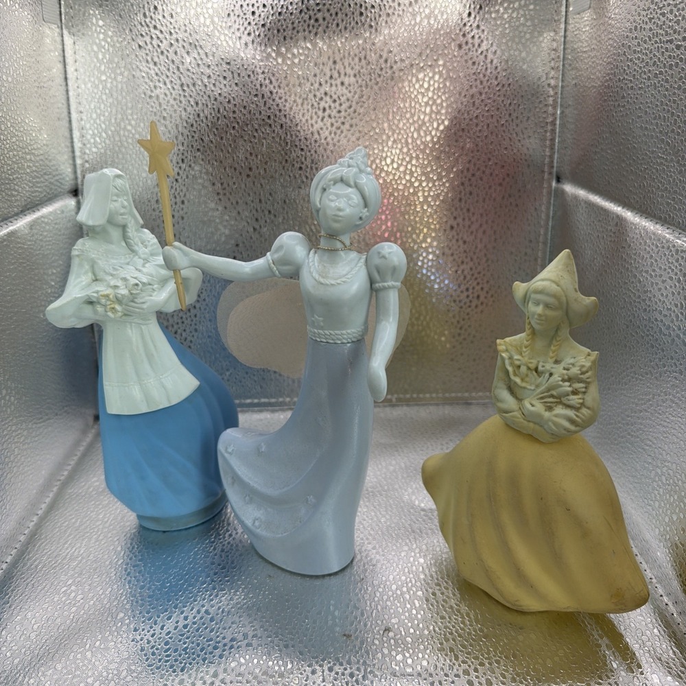 Avon Good Fairy Decanter - Delicate Daisies Cologne, Mostly Full, Set 3 Collect